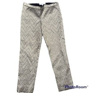 Trina Turk Gold Metallic Straight Leg Pants Weave Size 4
